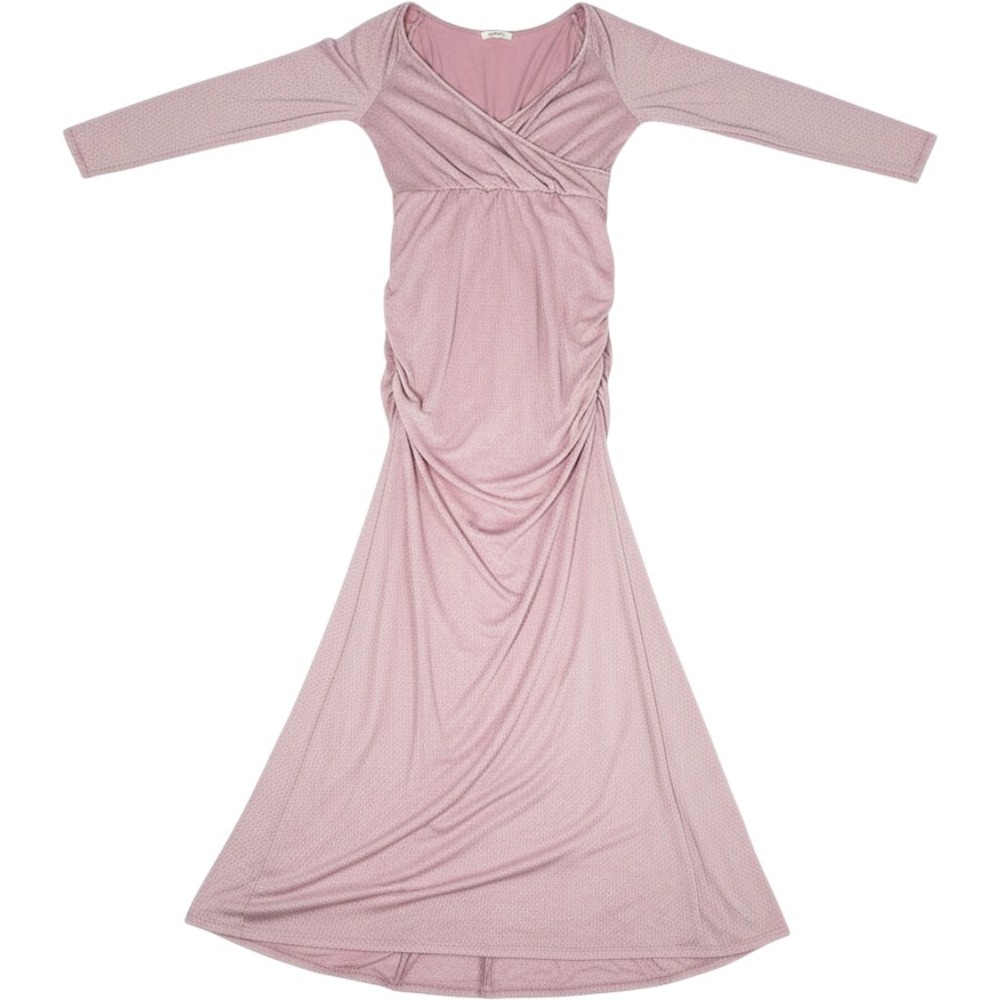 PinkBlush Maternity Long Sleeve Pink Sparkle Metallic Maxi Dress Size Medium